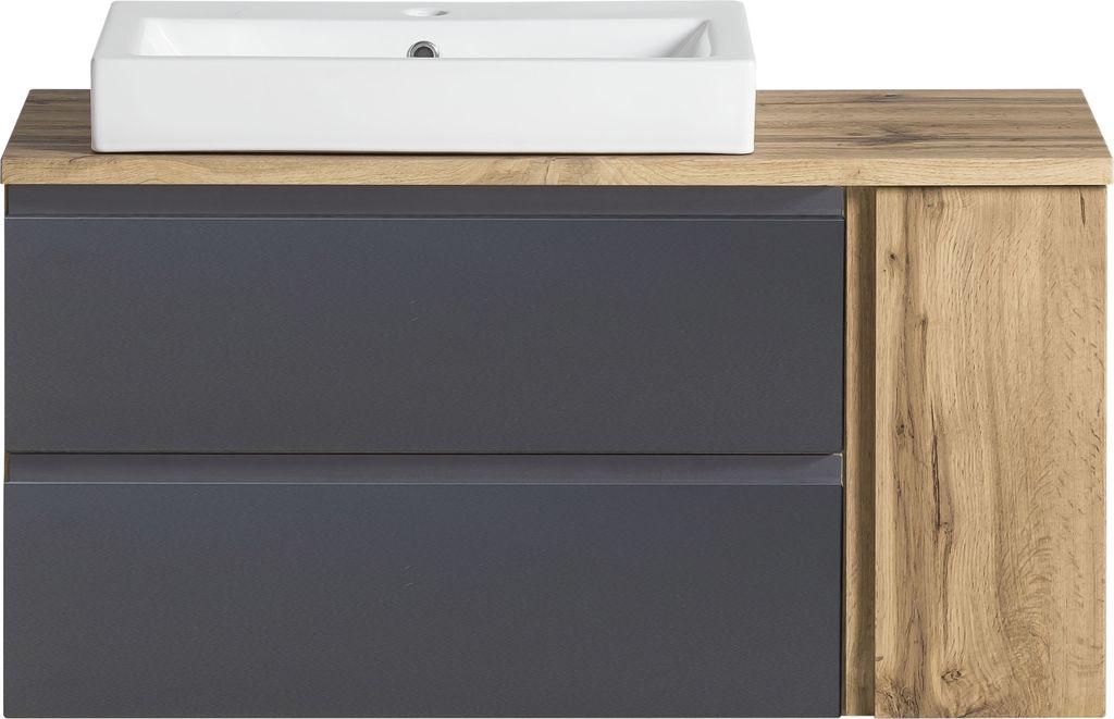 Waschtisch >Paris< in grau, Wotaneiche, MDF - 105x65,5x47cm (BxHxT)