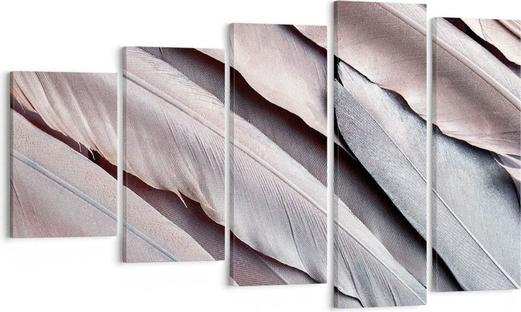 Bild auf Leinwand - Leinwandbild - 5 Teile - Federn Flügel Feder - 100x60cm - Wand Bild - Wanddeko - Wandbilder - Leinwanddruck - Bilder - Wanddek...