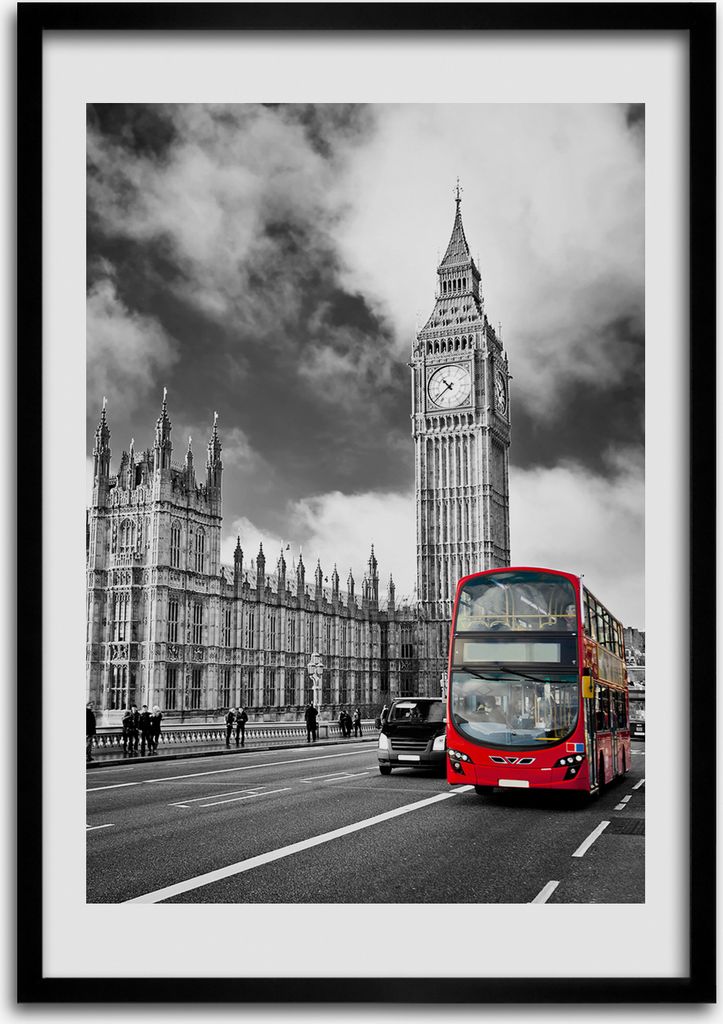 Bild - Bilderrahmen - 50 cm x 70 cm - MDF - Rahmen - Wandkunst Big Ben London
