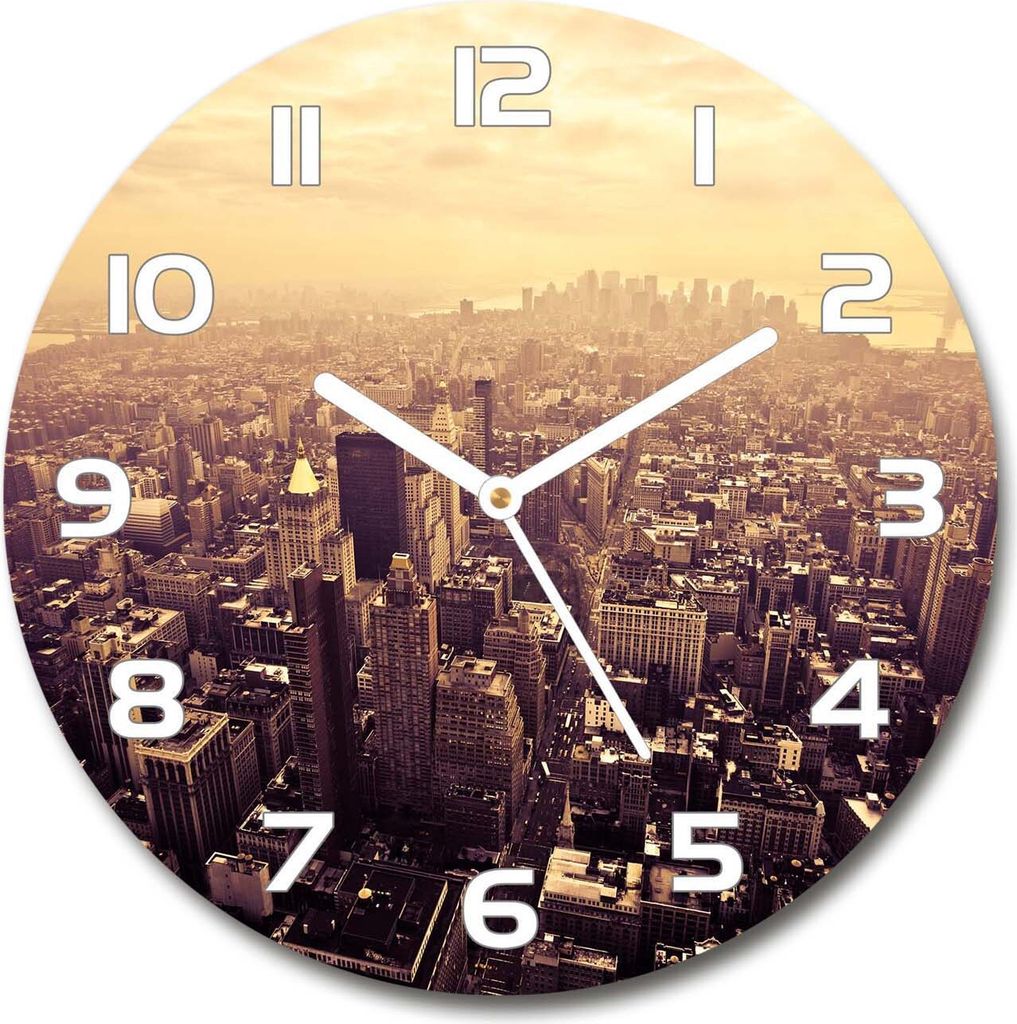 Wanduhr aus Glas 30fi Glasbild Glasuhr Gehärtetes Glas - weisse-zeiger - Manhattan New York