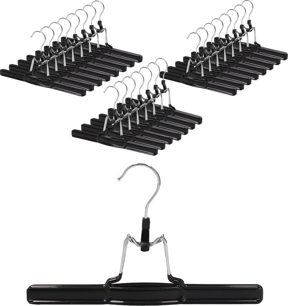 VonBueren 24x Hosenbügel Klemmbügel schwarz | Hosenspanner Produktbild 