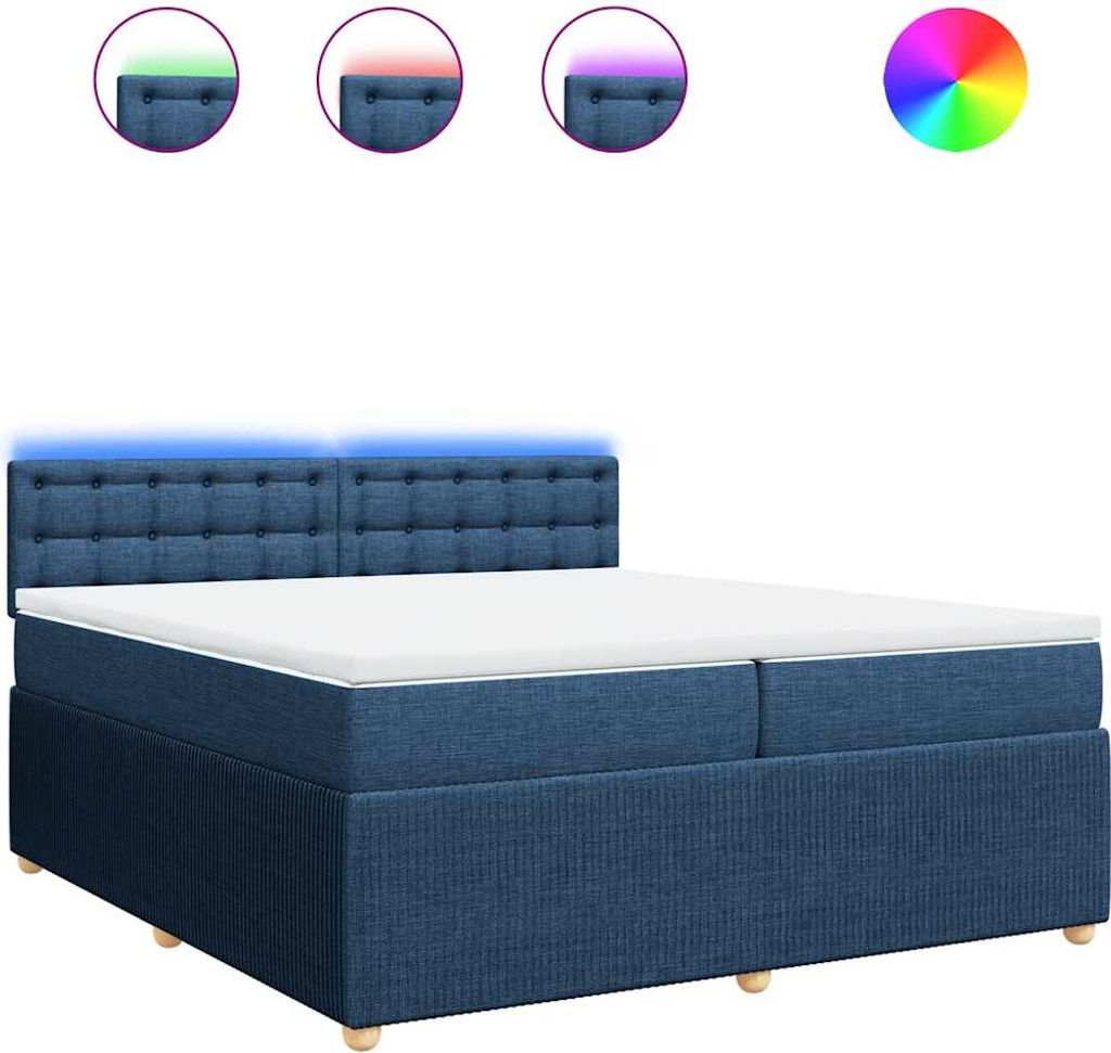 vidaXL Boxspringbett mit Matratze Blau 200x200 cm Stoff