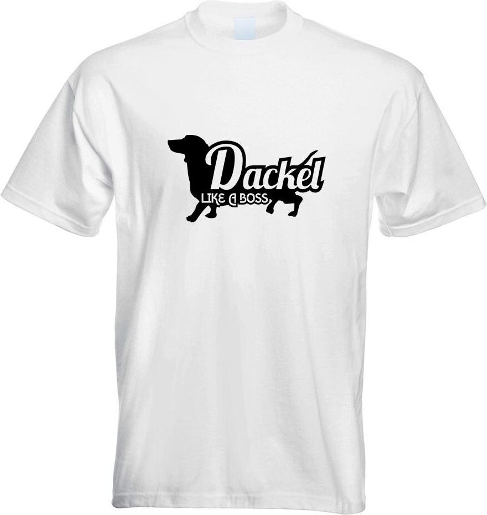 Kiwistar - T-Shirt - Weiss - Dackel Like a Boss Dackel Herren Funshirt Bedruckt Design Sprüche Spruch Motive - mit Motiv Bedruckt - Funshirt Desig...