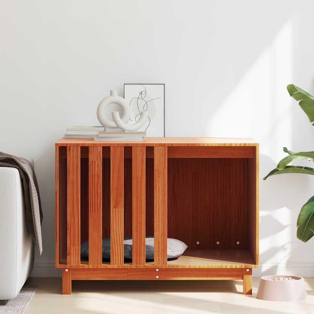 "Black Friday" Hundehütte Wachsbraun 100 x 70 x 70 cm Massives Kiefernholz - Hunde-Transportboxen CC2860