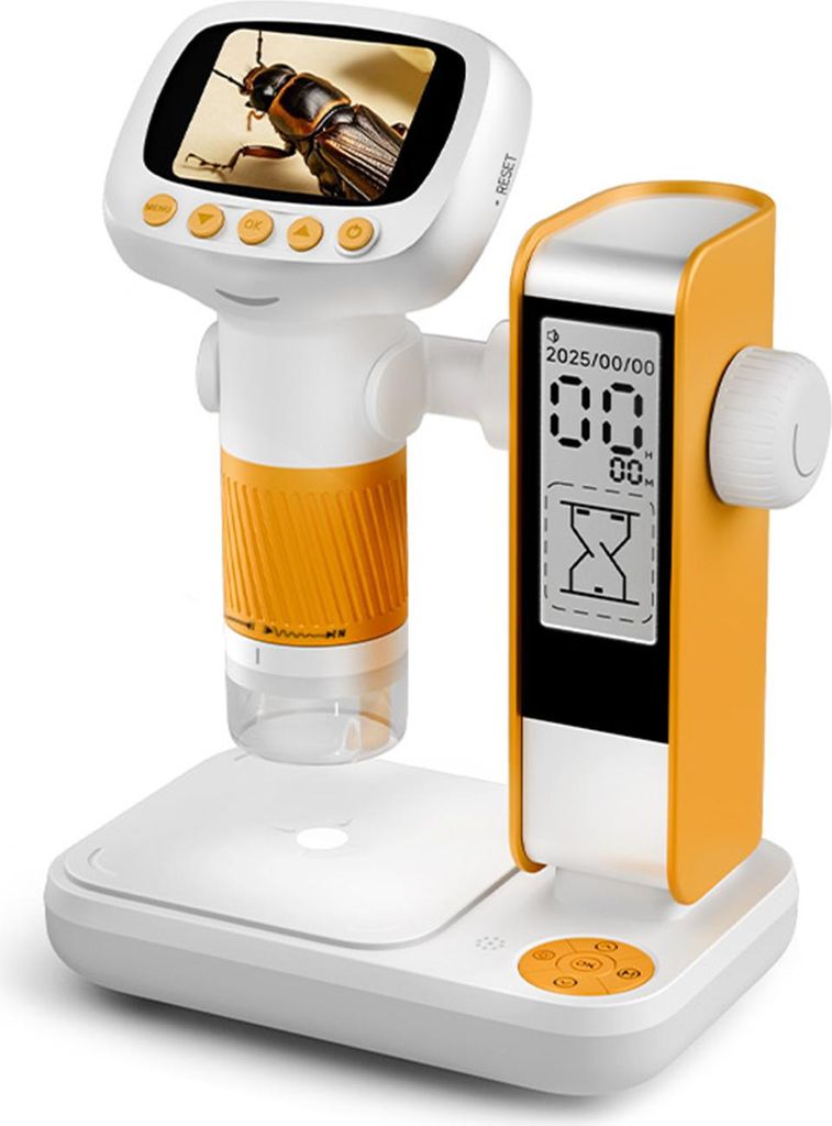 Kinder Mikroskop 2-Zoll-Bildschirm 1000X Vergrößerung Handheld-Ständer 2-In-1 tragbar für Kinder