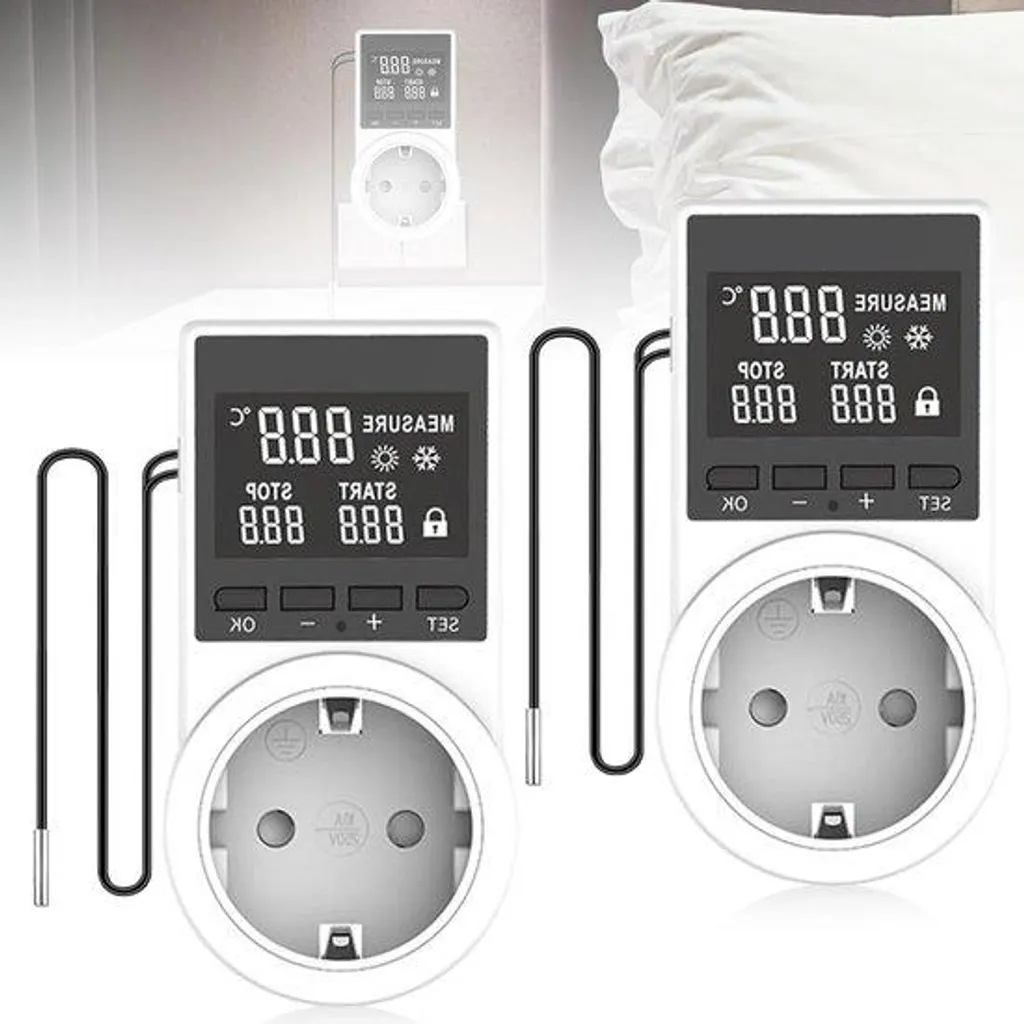 Minuterie numérique avec prise et capot étanche LCD - Lot de 2 unités
