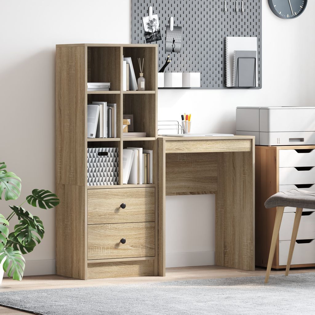 Desgin Schreibtisch mit Stauraum Sonoma Eiche Holzwerkstoff - Kommoden 3337299