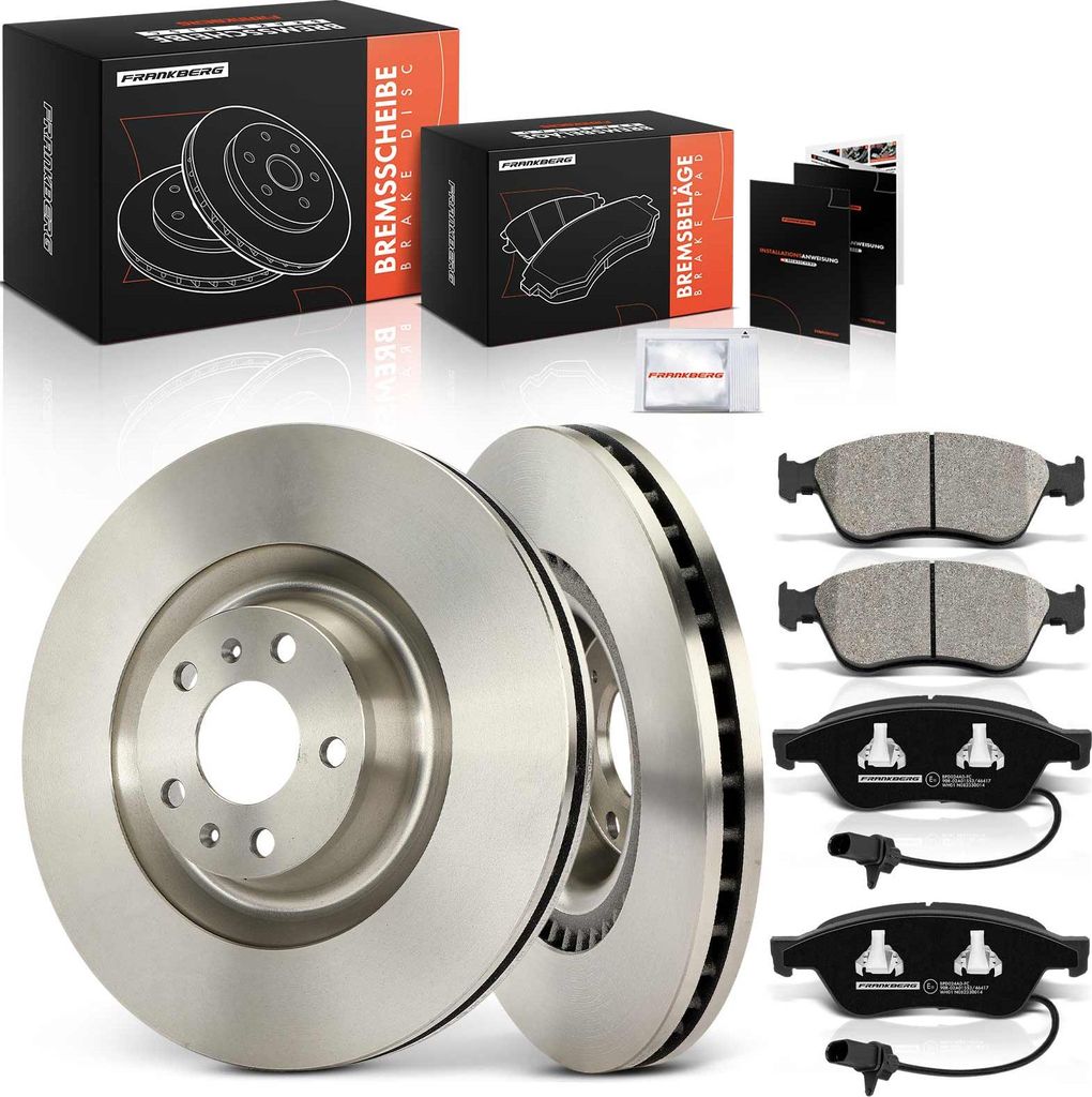 Frankberg 2x Bremsscheiben 4x Bremsbeläge Vorderachse für VW Phaeton 3D1 3D2 3D3 3D4 3D6 3D7 3D8 3D9 Audi A8