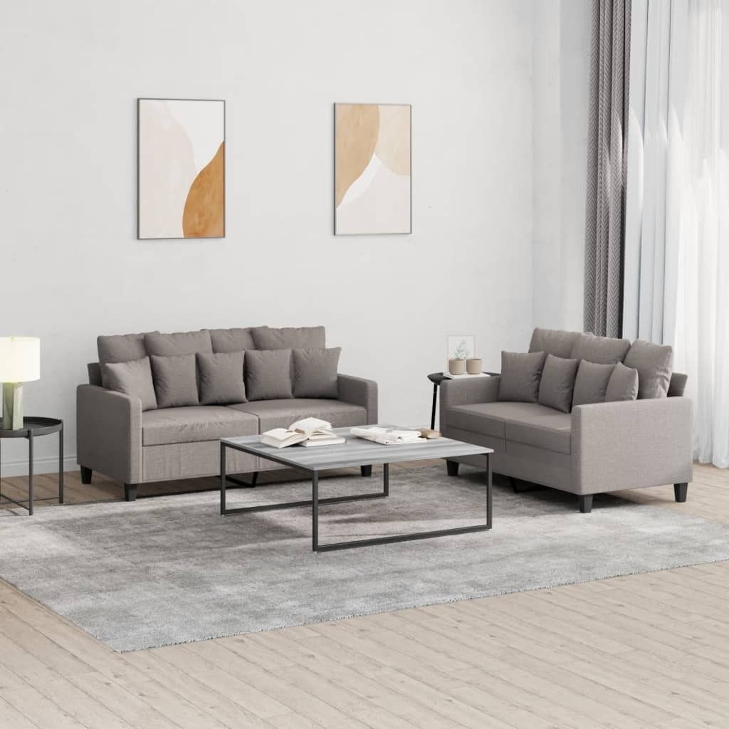 "2026 Promotion" 2-tlg. Sofagarnitur mit kissen - Wohnlandschaft - Taupe Stoff - Klassische Sofas CC10886