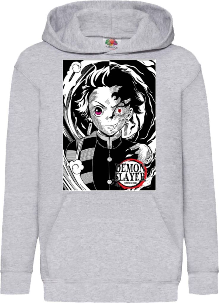 Kinder Kapuzenpullover Demon Anime Slayer Tanjiro Kamado 009, 5-6 Jahr - 116 / Grau
