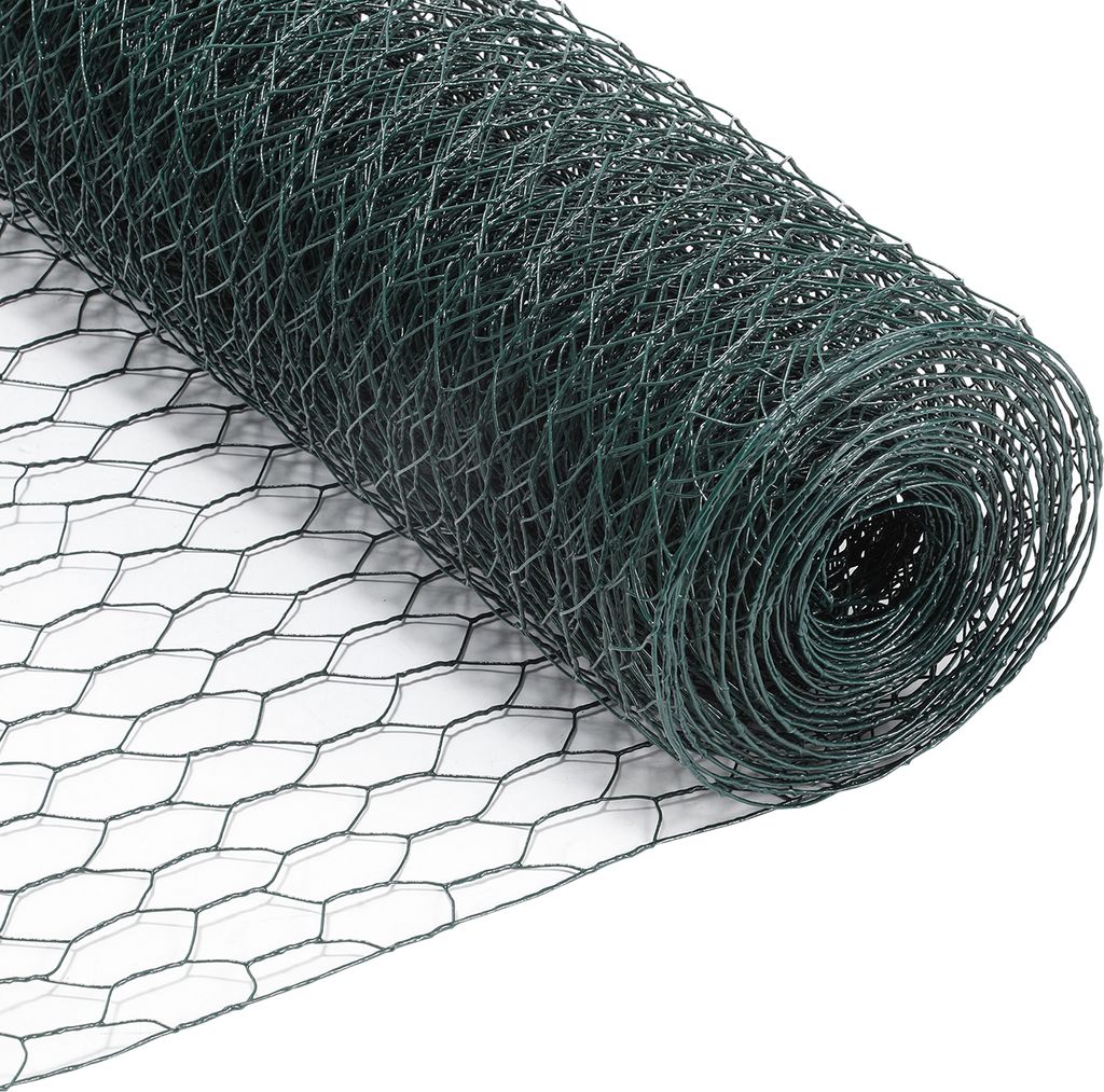 Sechseckgeflecht Drahtzaun L. 10M/25M Wildzaun Verzinkt Maschenweite: 27mm Drahtgeflecht Grün 25m x 100cm (LxH)