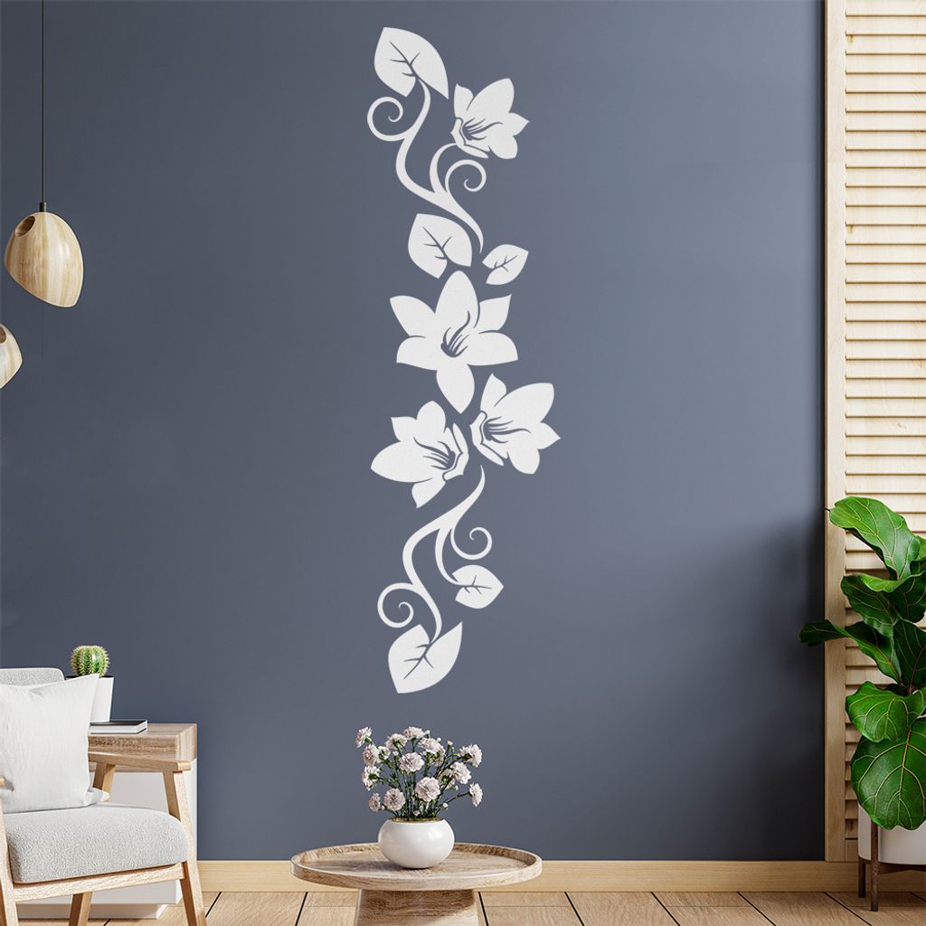 Blumen - Linien Wandtattoo in 6 Größen - Wandaufkleber Wall Sticker - Dekoration, Küche, Wohnzimmer, Schlafzimmer, Badezimmer