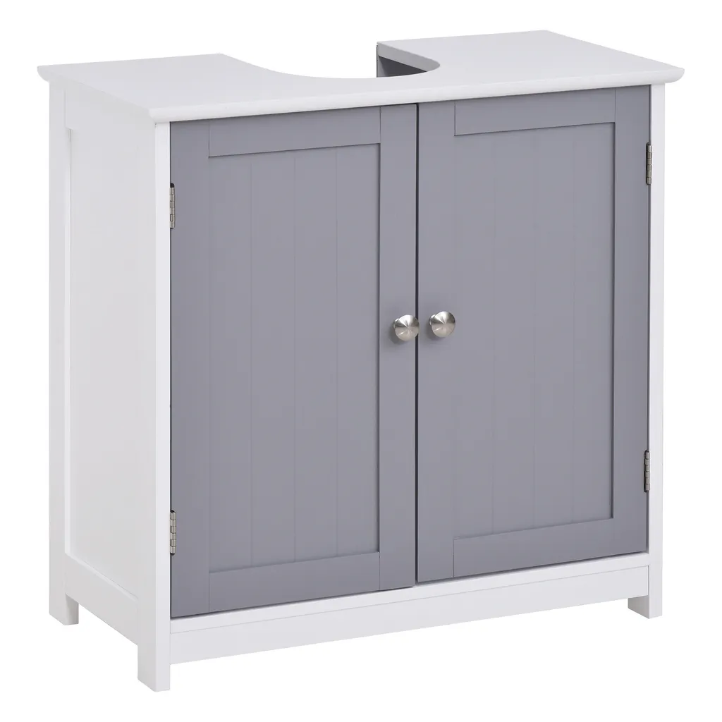 Cachez vos tuyaux de lavabo avec ce meuble de salle de bain 2 portes bois