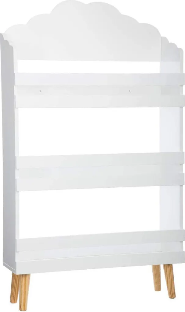 Bibliothèque enfant nuage en bois blanc avec rebords de sécurité