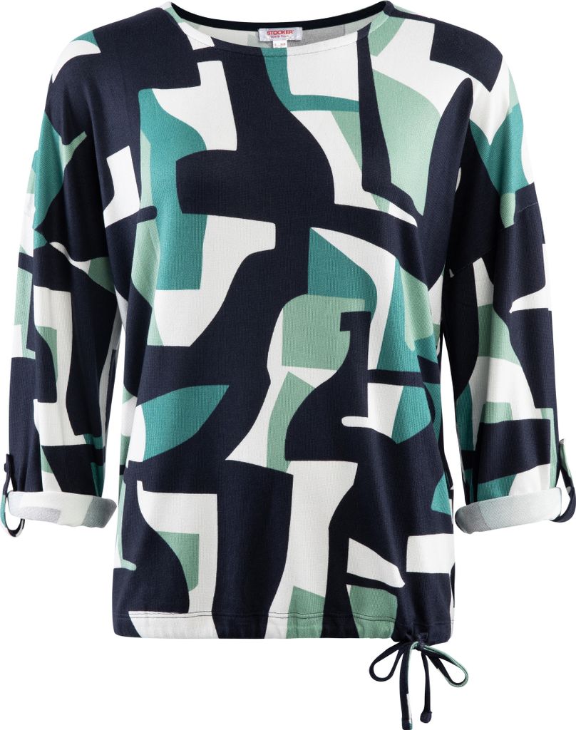 Stooker Women CARLY Damen Langarmshirt Loose Fit 44/46 green abstract aop