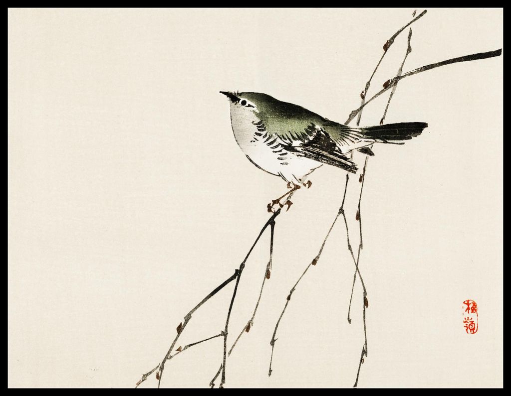 Plakat 65x50cm Tit, Kōno Bairei Japanisches Vintage für das Wohnzimmer
