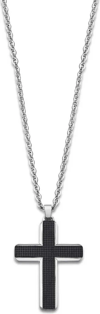 Collana Lotus Style LS1986-1/1 Uomo Acciaio Inox e Croce Nera