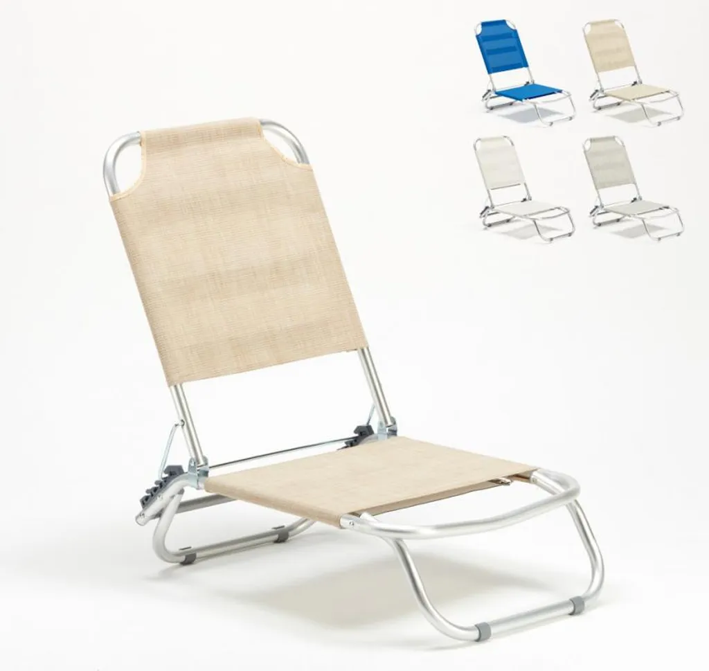 Transat de plage pliable léger en aluminium Tropical Beige anti-rouille