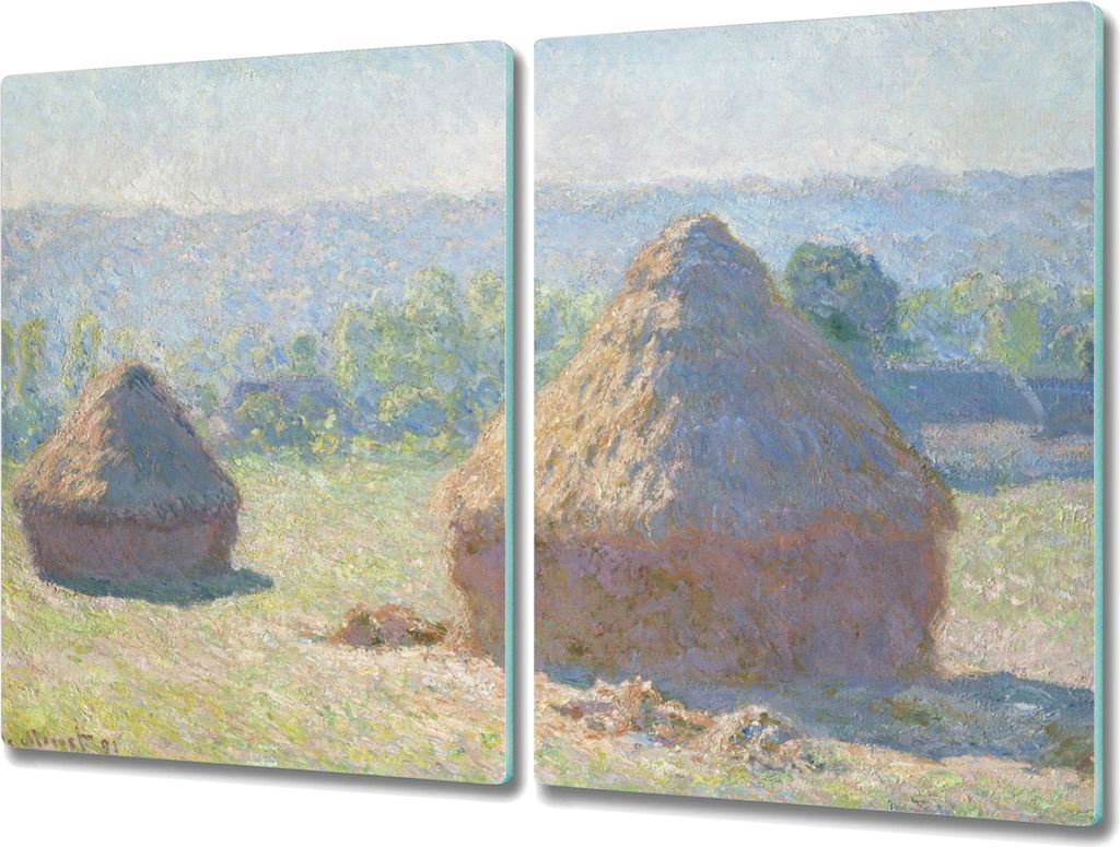 Coloray Schneidebrett Herdabdeckplatte 2x40x52 cm Kochplattenabdeckung Hackbrett Küchenbrett - Ende des Sommers Heu Monet