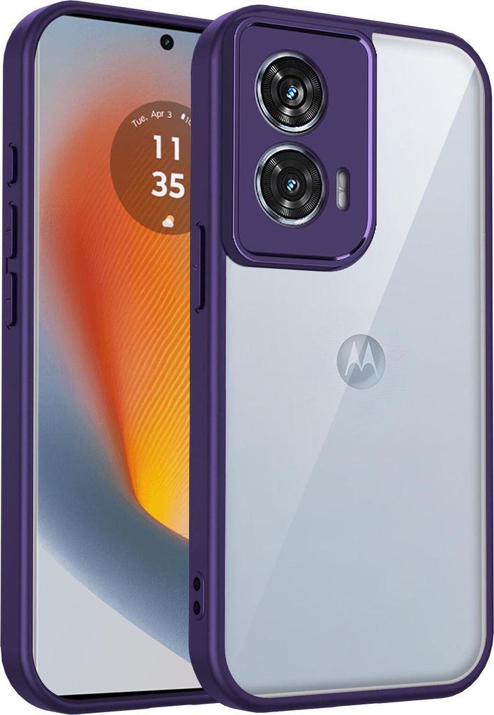 Hülle für Motorola Moto G04/G04s/G24/E14 Transparente Rückseite TPU Bumper Stoßfest Handyhülle Lila