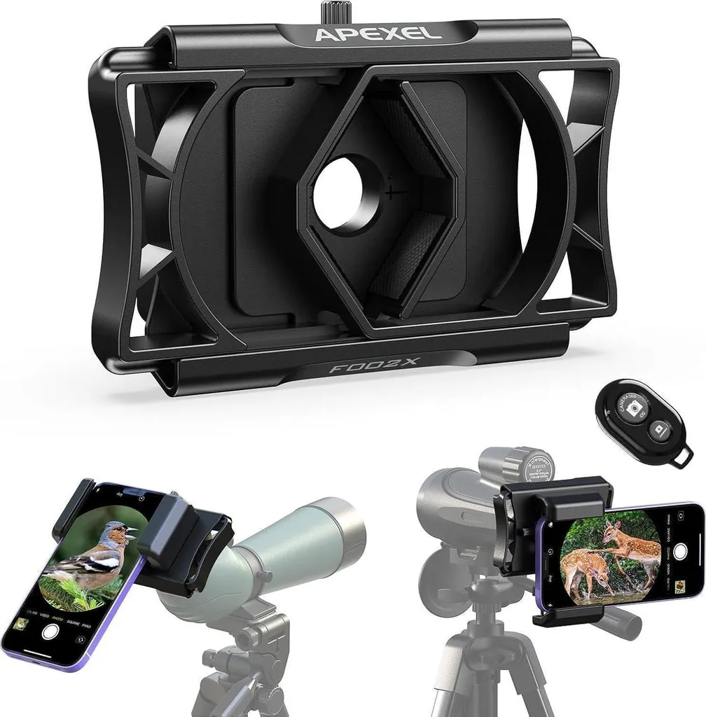 Adaptateur Smartphone Télescope Rotatif 360° et Déclencheur Sans Fil