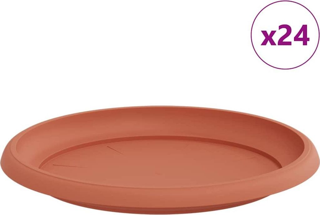 vidaXL Runde Blumenplatte 24 pcs Ziegelrot Ø 23,5 x 2,5 cm Kunststoff