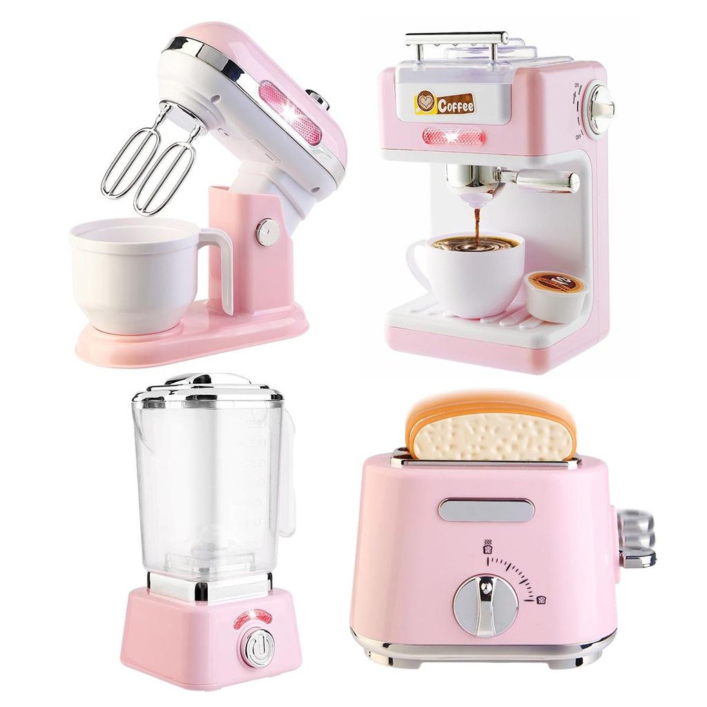 Kinderküchen-Spielset mit Licht & Sound,Kaffeemaschine, Toaster, Mixer, Entsafter,realistisches Spielzeug, ideales Geschenk für Mädchen 3–8 Jahre