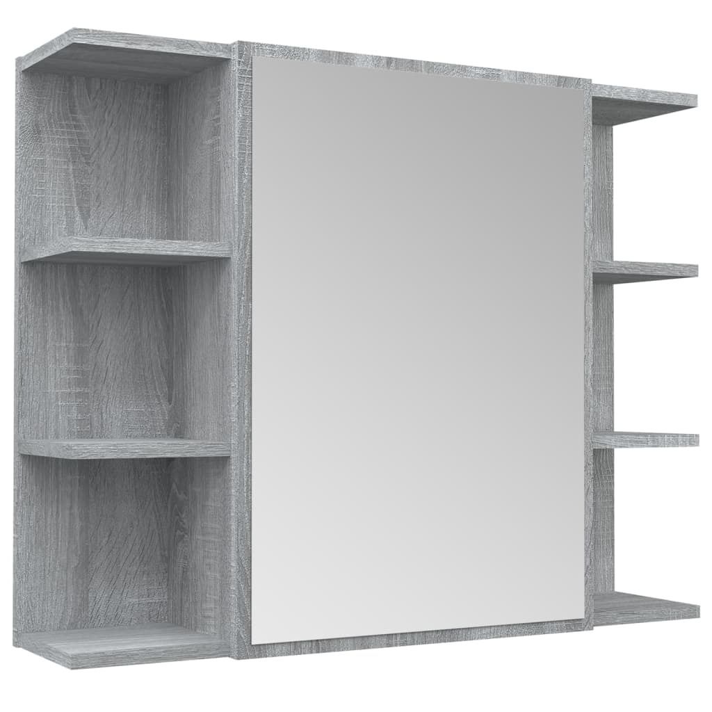 vidaXL Armoire de toilette Gris Sonoma 80x20,5x64 cm Bois Image du produit 