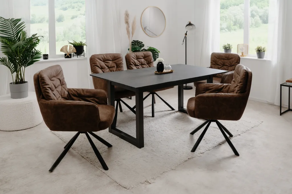 Table à manger extensible Austin anthracite effet ardoise L160/200 cm - 13