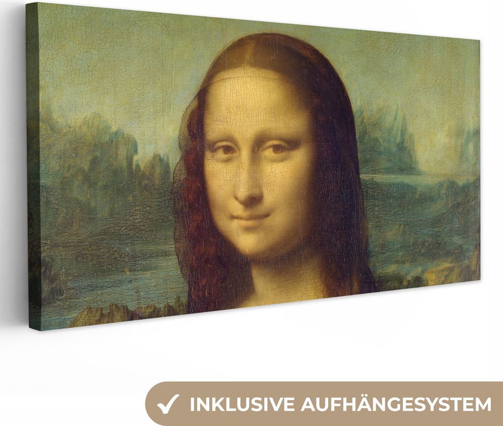 MuchoWow - Leinwandbilder - Mona Lisa - Leonardo da Vinci, Wandbild, Wanddeko Bilder Wohnzimmer, 80x40 cm