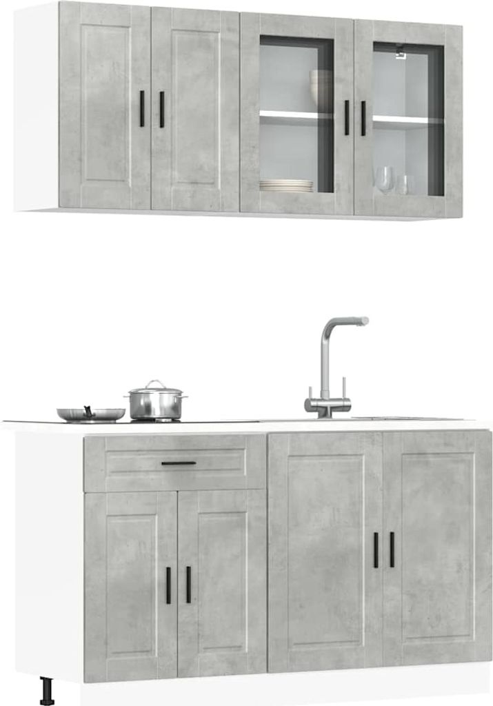 Design 4-tlg. Küchenschrank-Set Kalmar Betongrau Holzwerkstoff, Küchenschränke Neu