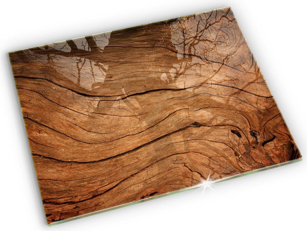 Unterlage für Kerzen Minimalistisch Glas Gummifüße - 52x40 cm - Holzbrettstruktur