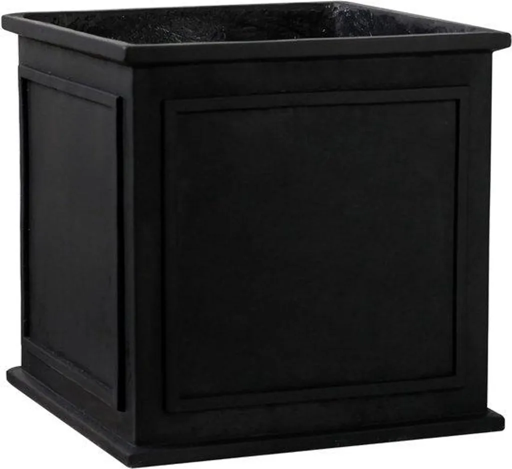 Jardinière noire 40x40 en fibre de roche, finition mate résistante gel