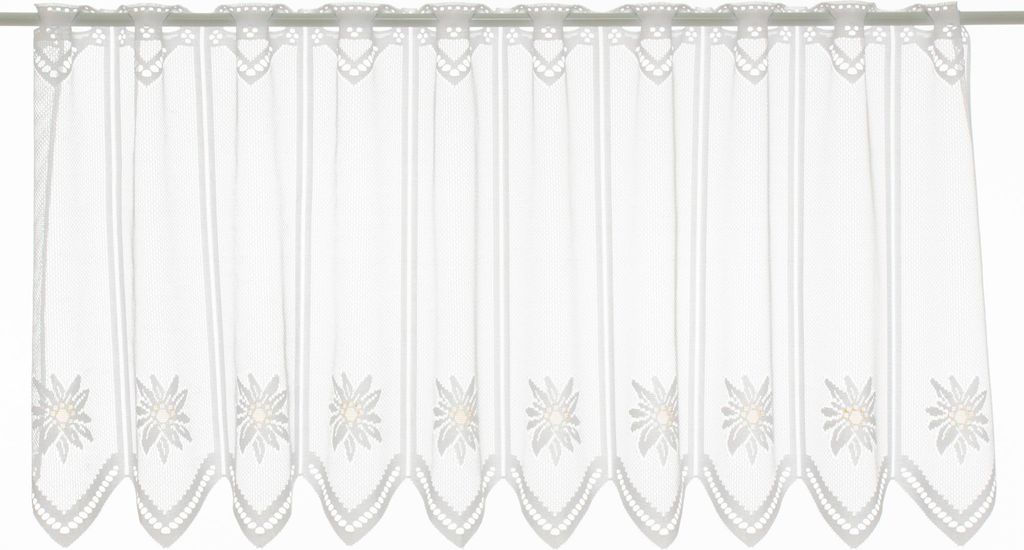 Gardinen Kranzusch Jacquard Edelweiß 45x87,5 cm H/B weiß gelb Bistrogardine Vorhang Küche 1er Pack