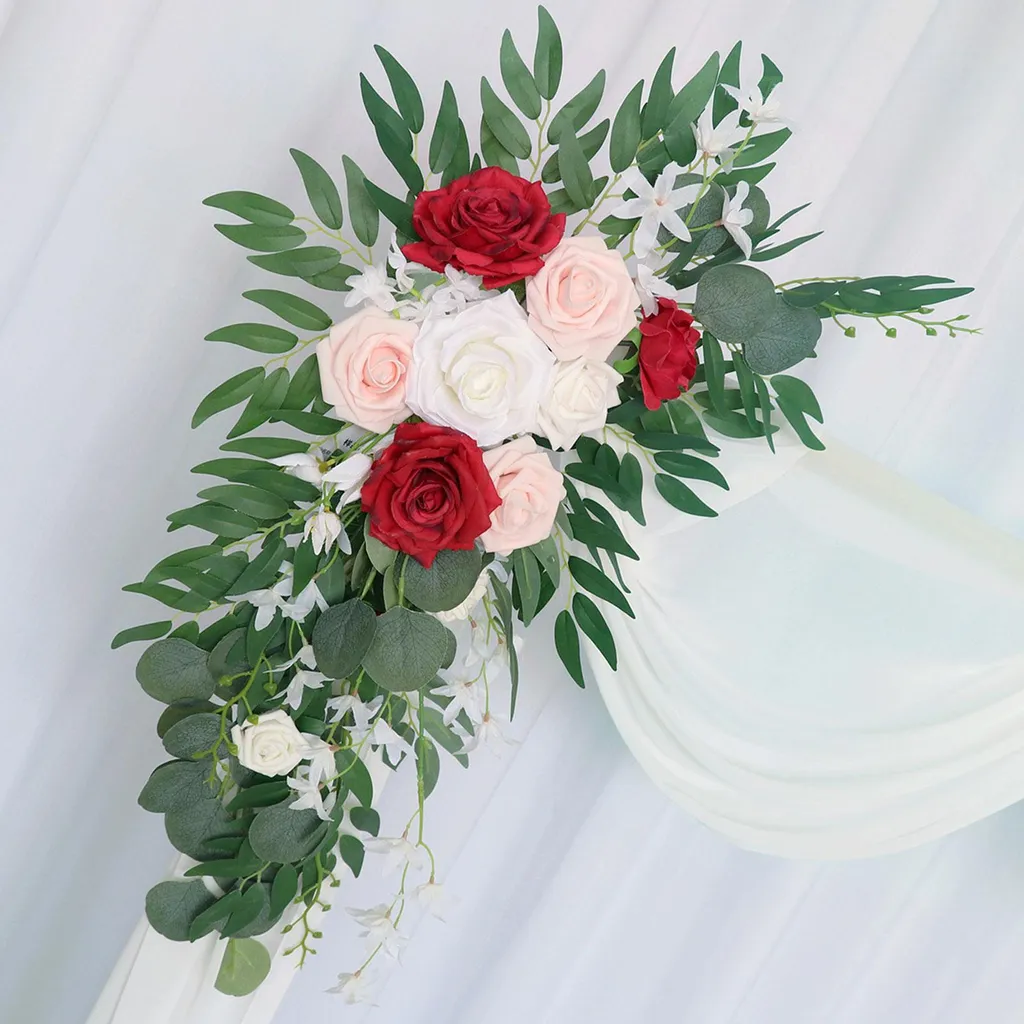 Décoration murale linteau fleurs artificielles pour mariage et fête