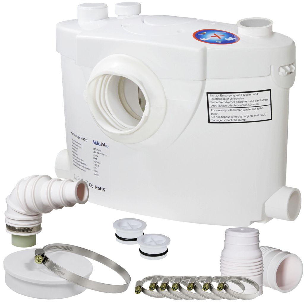 Hebeanlage Fäkalienpumpe 450W Schmutzwasser Abwasser Zerkleinerer WC Dusche H400