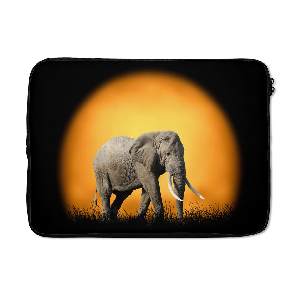 MuchoWow Laptop Hülle 13 Zoll Elefant - Sonne - Gras Laptoptasche - Laptophülle - Sleeve - Rundumschutz