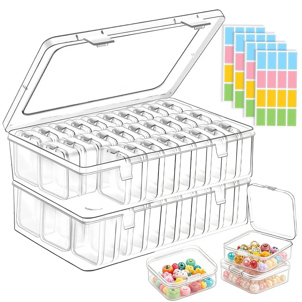 Boîtes de tri en plastique avec couvercle pour bagues et bijoux