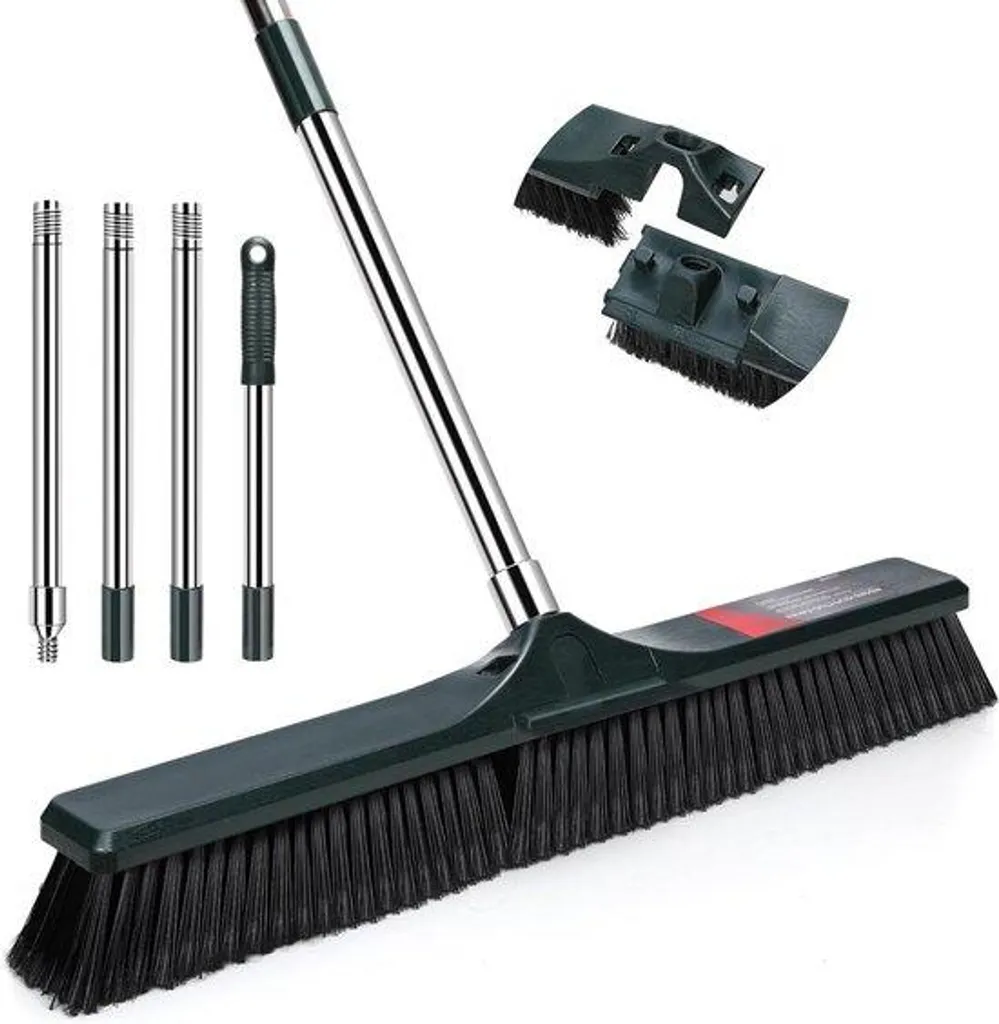 Balai de rue 60 cm avec manche télescopique réglable pour extérieur