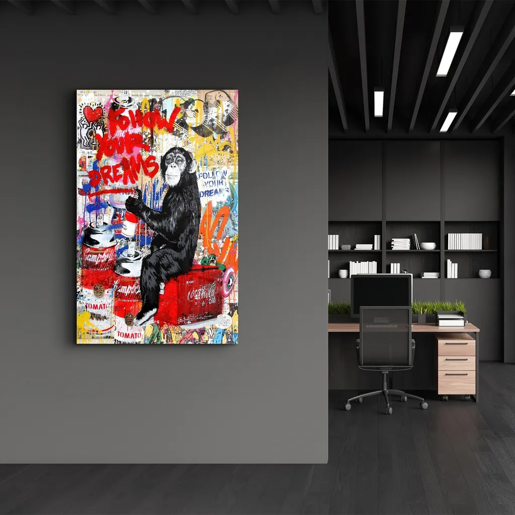 Wallity CAM-6014 46x72 cm - Quadro in Vetro Temperato Multicolore