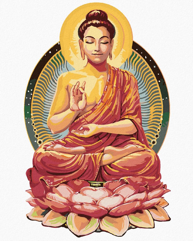 Zuty - Malen nach Zahlen - MEDITIERENDER BUDDHA II, 40x50 cm, mit Keilrahmen (bereits gespannt)