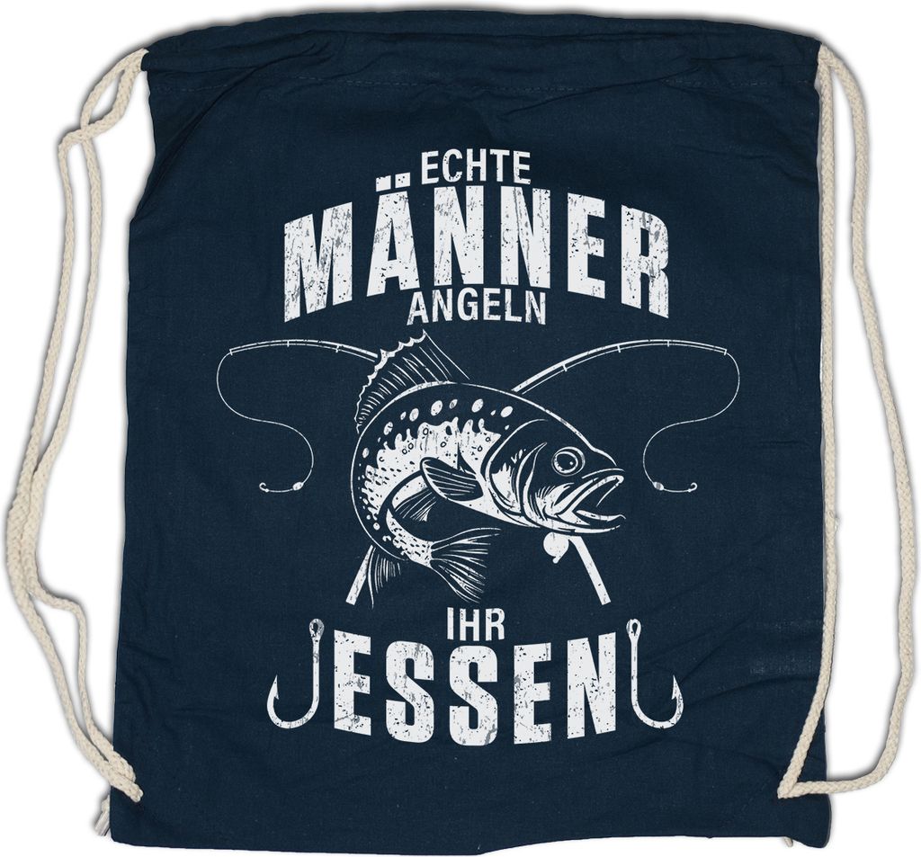 Urban Backwoods Echte Männer Angeln, Turnbeutel, Farbe: Navy
