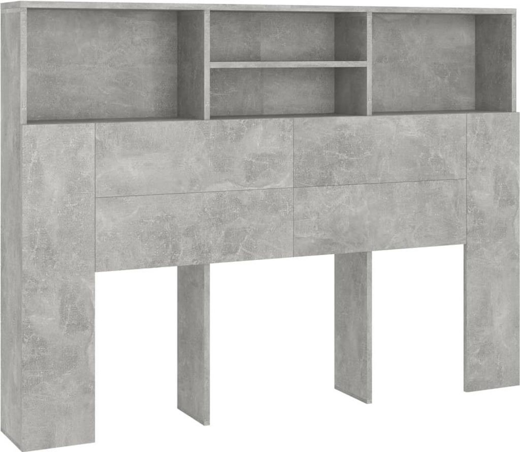 vidaXL Kopfteil mit Ablagen Betongrau 140x19x103,5 cm