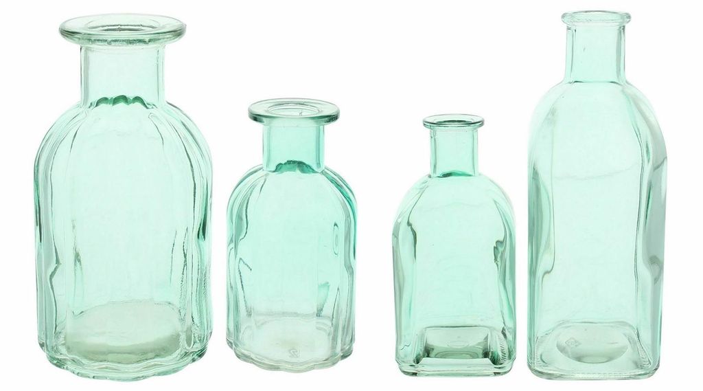 Vase "Aquagrün" im 4er Set, Glas in Dekorativen Formen, Produktbild 