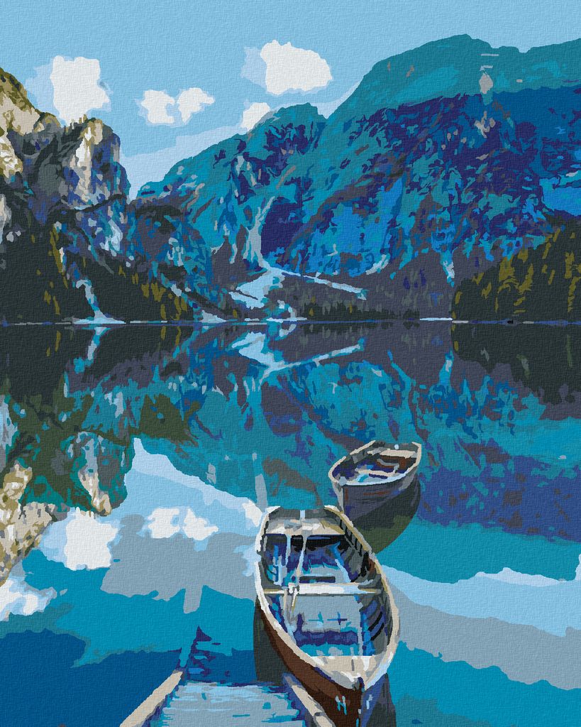 Zuty - Malen nach Zahlen - ZWEI HOLZBOOTE AUF DEM SEE, 40x50 cm, ohne Keilrahmen