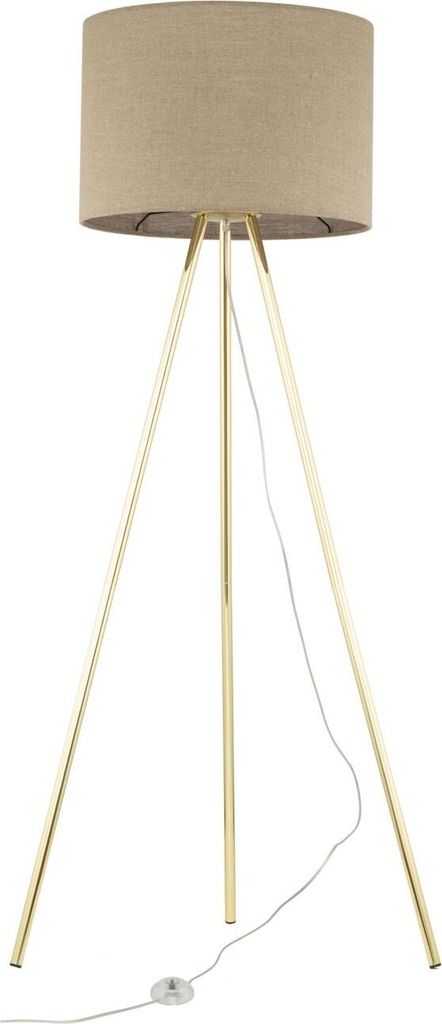 Stehlampe Metall Stoff 160 cm hoch in Gold Braun E27 Modern