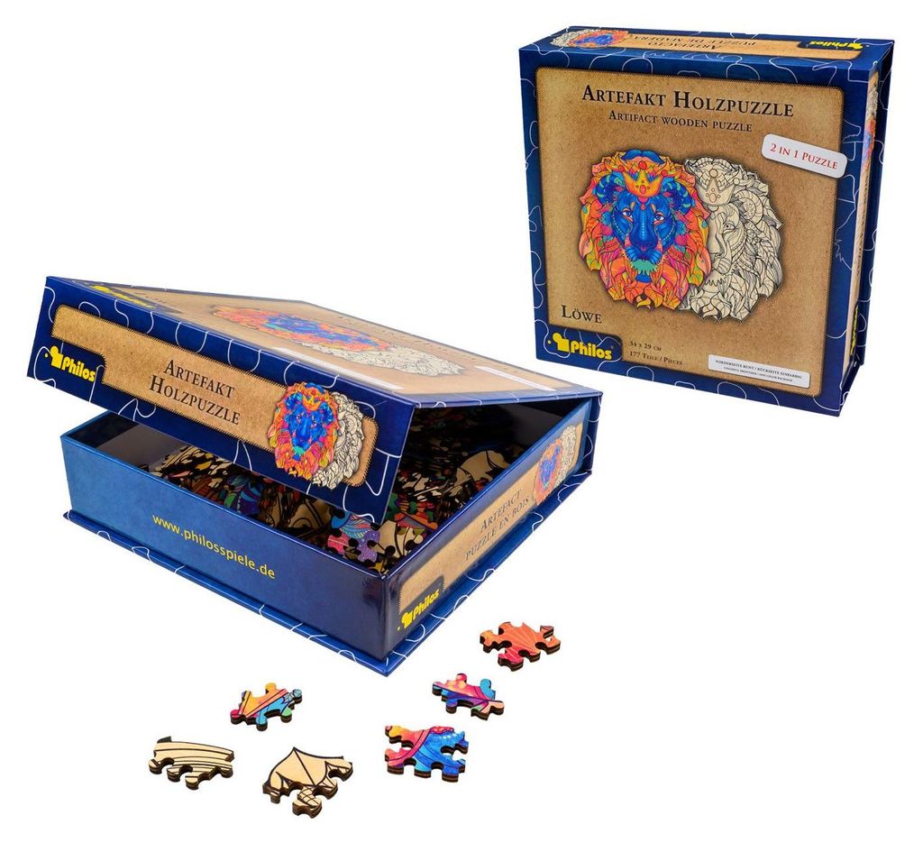 Philos Holzpuzzle Tiere 2 in 1 Löwe 177 Teile