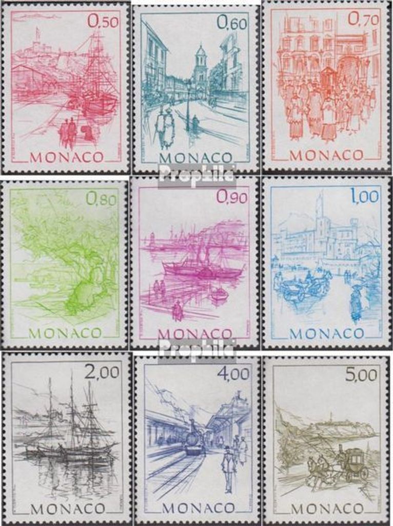 Briefmarken Monaco 1986 Mi 1731-1739 (kompl.Ausg.) postfrisch frühere Ansichten aus Monaco