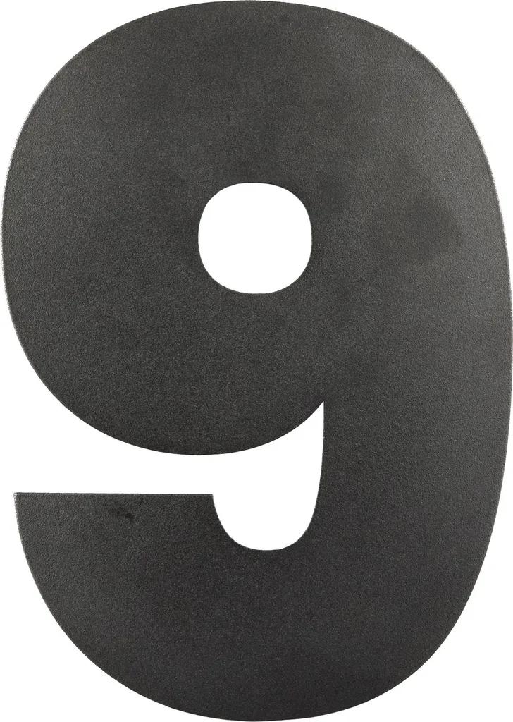 Chiffre de rue 9 noir mat 50 cm grande taille pour extérieur de maison