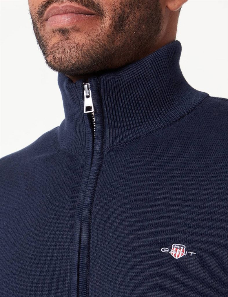 Gant Herren Strickjacke Casual Zip Cardigan mit Reißverschluss